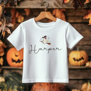 Halloween Ghost Witch Personalised Toddler & Kids T Shirt