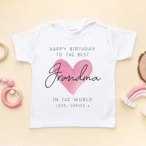 Happy Birthday Grandma Red Heart Personalised Toddler & Kids T Shirt