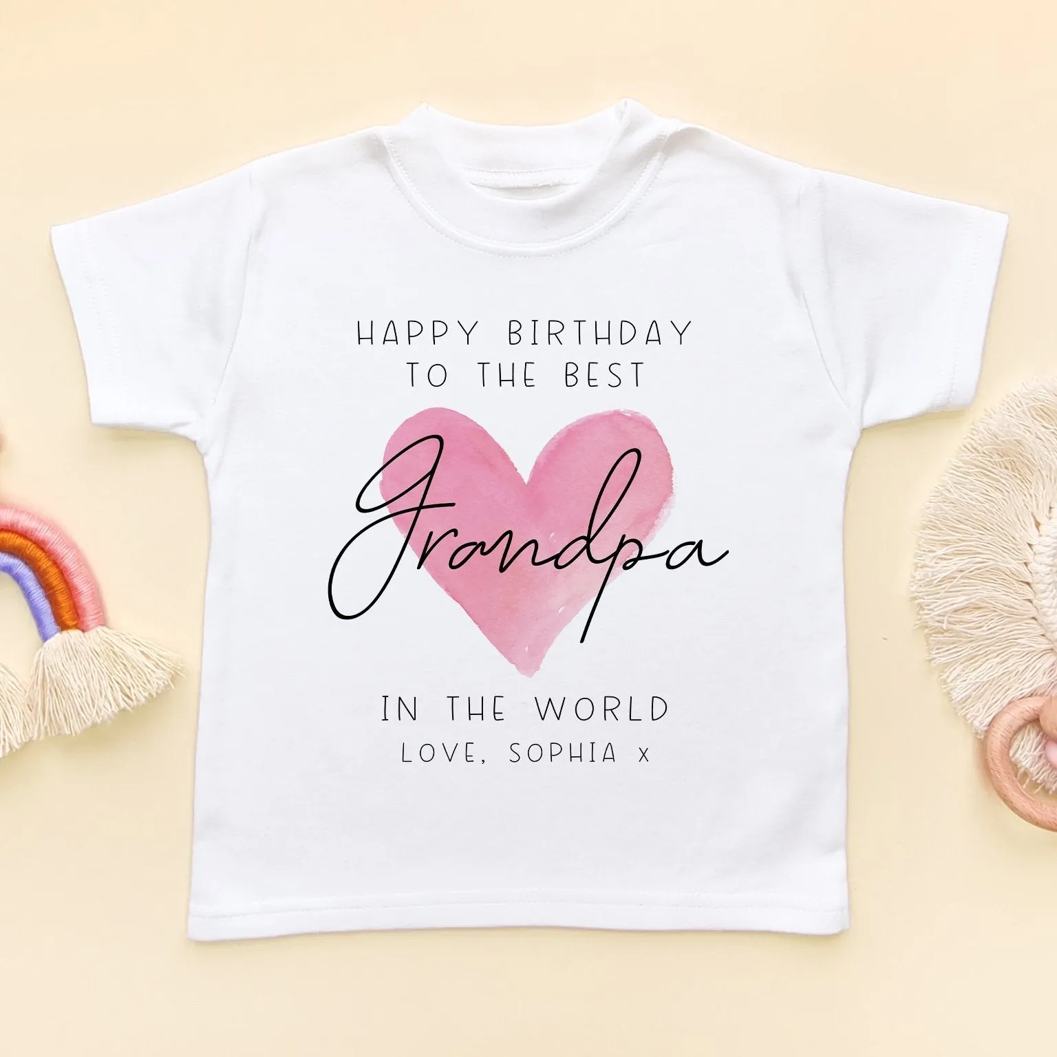 Happy Birthday Grandpa Red Heart Personalised Toddler & Kids T Shirt
