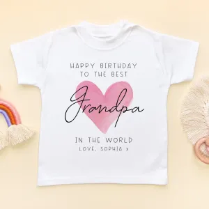 Happy Birthday Grandpa Red Heart Personalised Toddler & Kids T Shirt