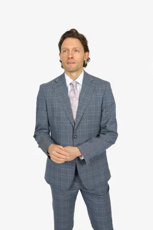 HARDY AMIES BRINSLEY POW CHECK WOOL SUIT JACKET JKT524