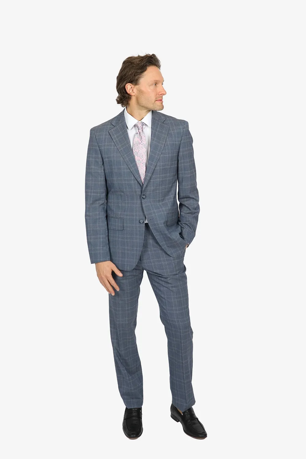 HARDY AMIES BRINSLEY POW CHECK WOOL SUIT JACKET JKT524