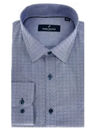 Hechter Paris Geometric Slim Fit Dress Non-Iron Shirt