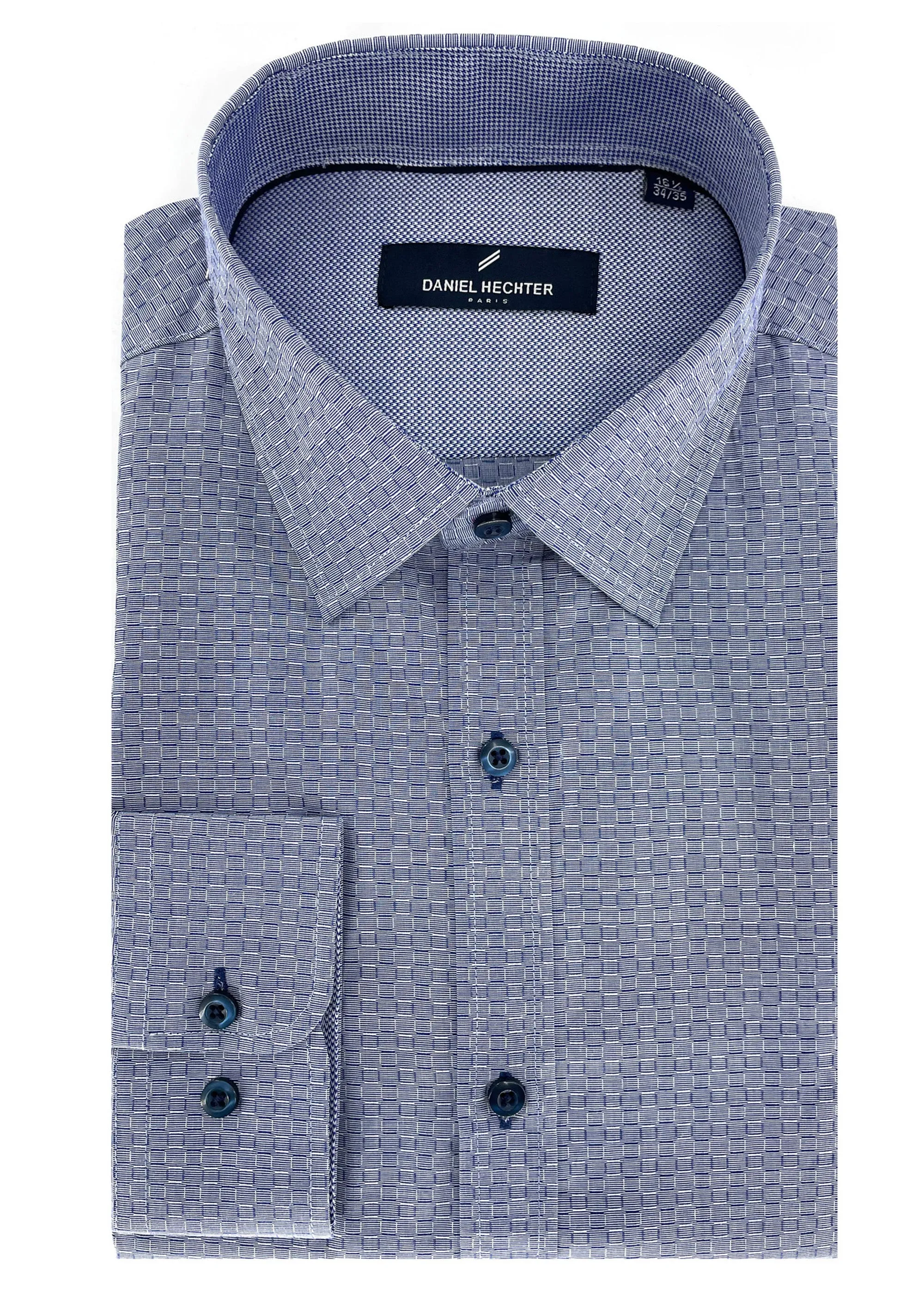 Hechter Paris Geometric Slim Fit Dress Non-Iron Shirt
