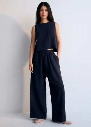 Hera Linen Palazzo in Navy