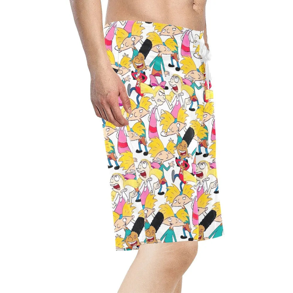 Hey Arnold! White Pattern Men's All Over Print Relaxed-Fit Shorts
