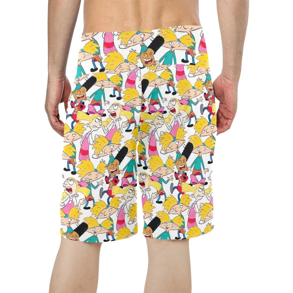 Hey Arnold! White Pattern Men's All Over Print Relaxed-Fit Shorts