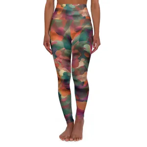 High Waisted Leggings - Impressionist Poppy.