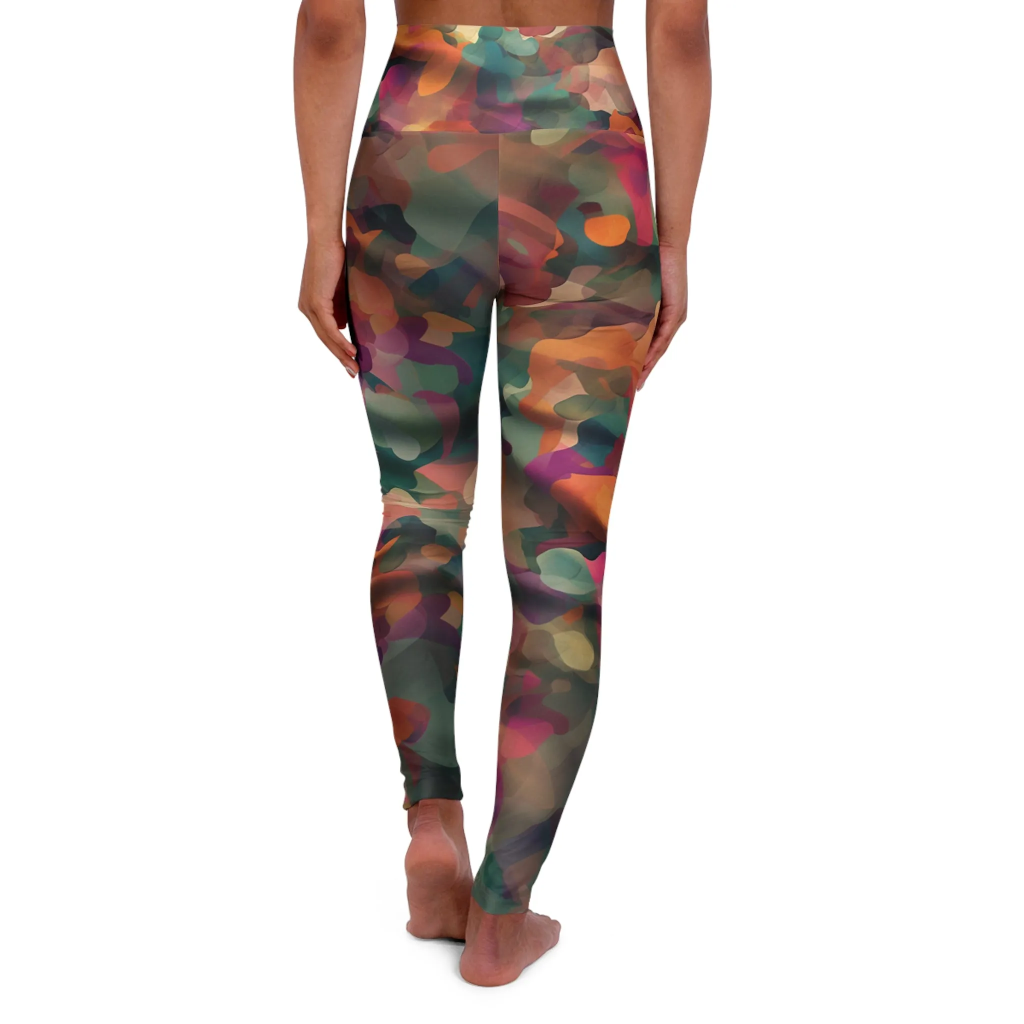 High Waisted Leggings - Impressionist Poppy.
