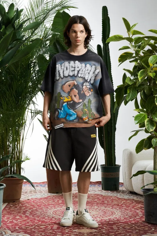 HP RELAXED STRIPED PANTS - BLACK