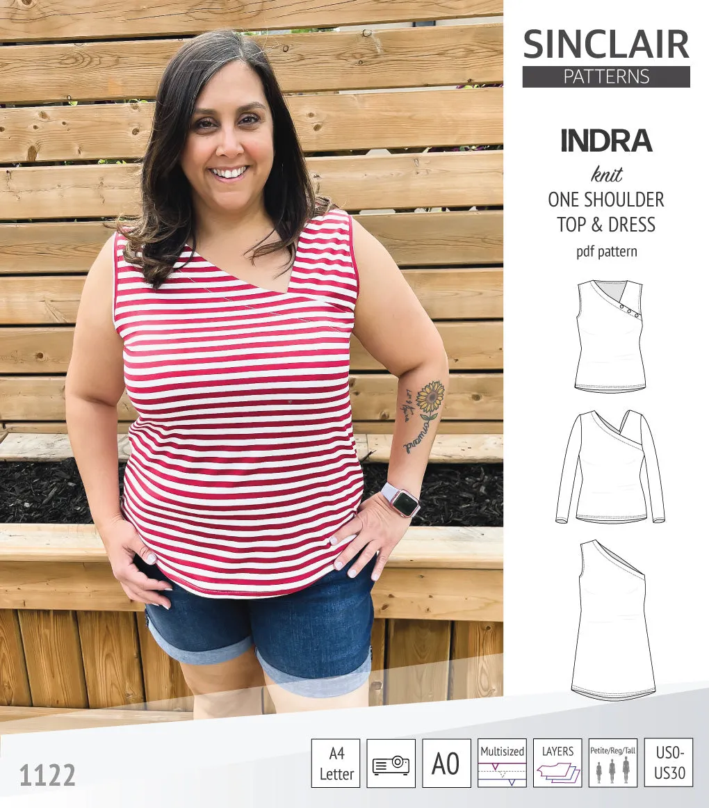 Indra one shoulder knit top (PDF)