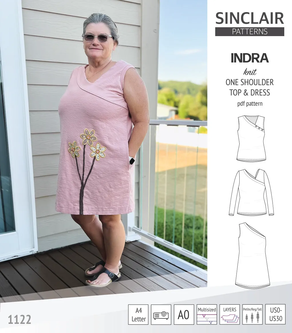 Indra one shoulder knit top (PDF)