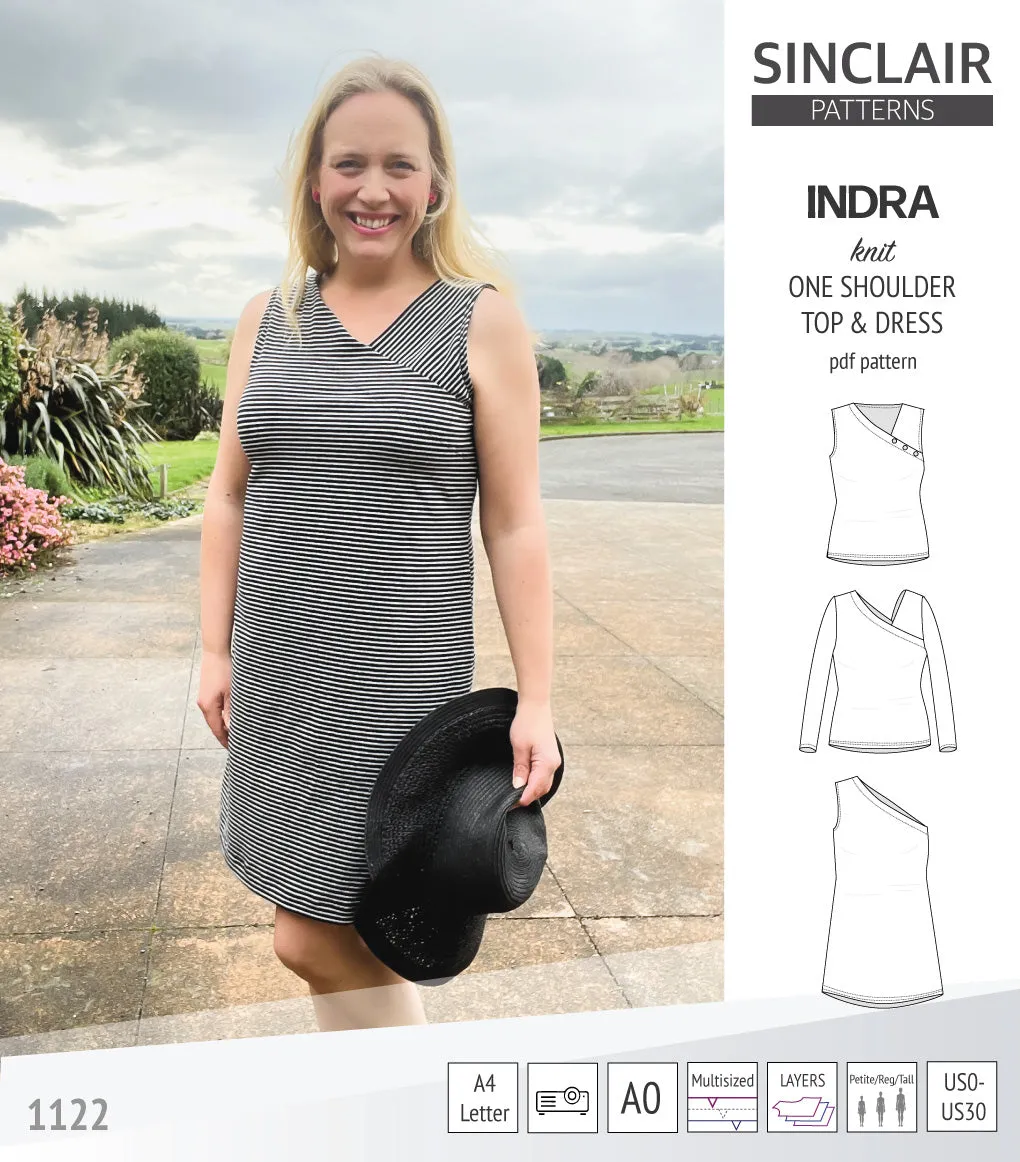 Indra one shoulder knit top (PDF)