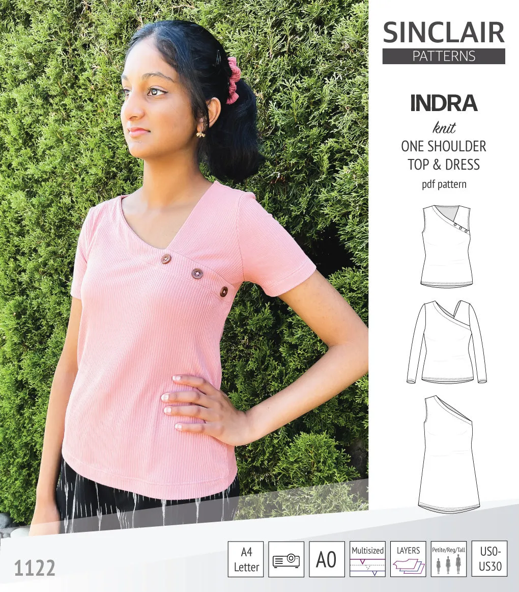 Indra one shoulder knit top (PDF)