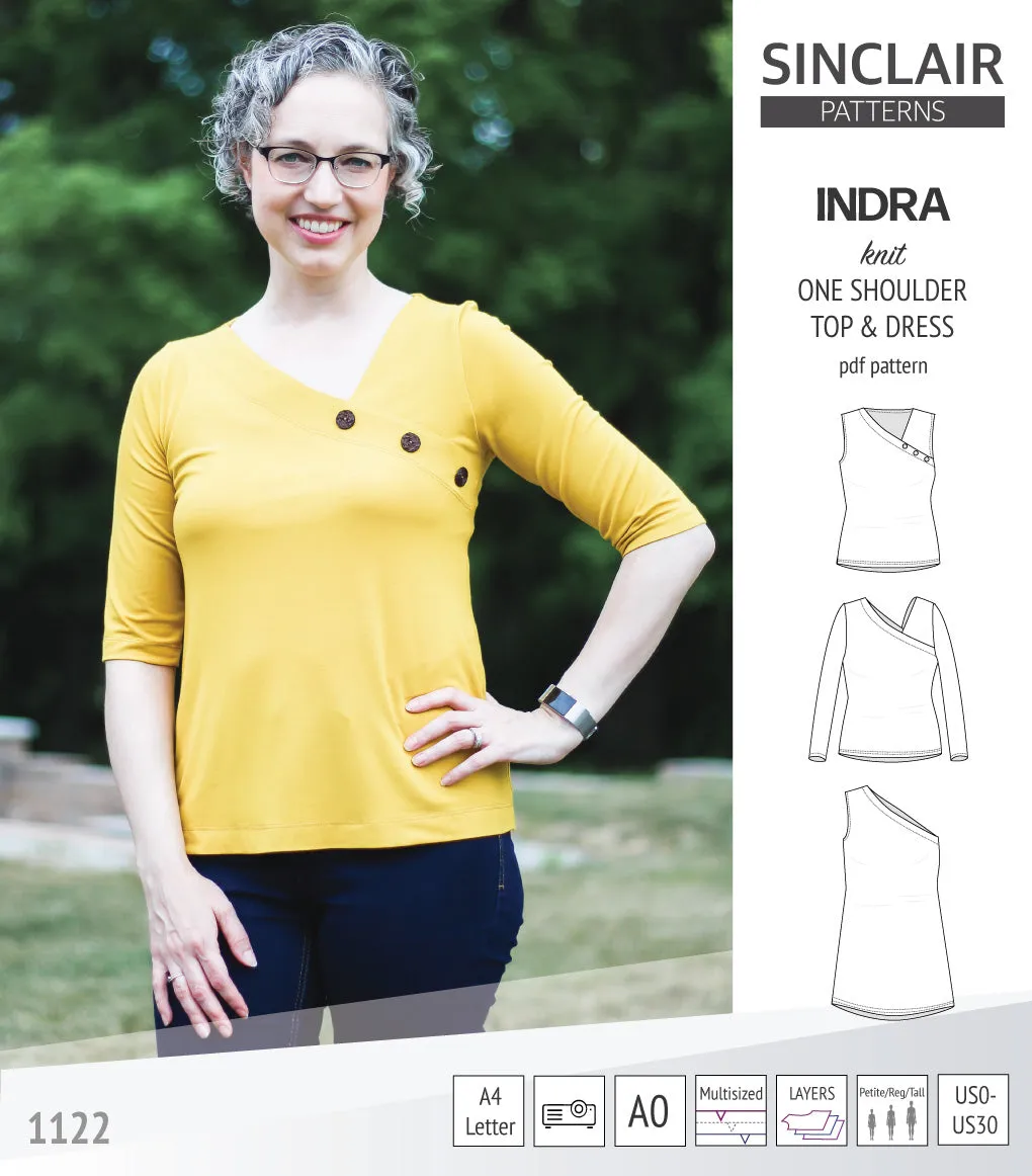Indra one shoulder knit top (PDF)