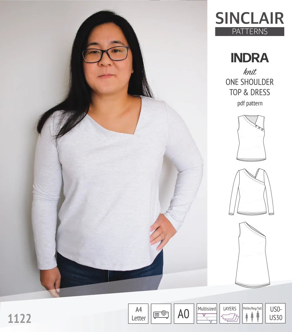 Indra one shoulder knit top (PDF)