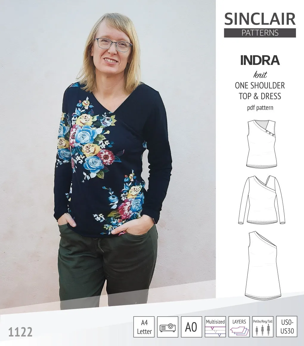 Indra one shoulder knit top (PDF)