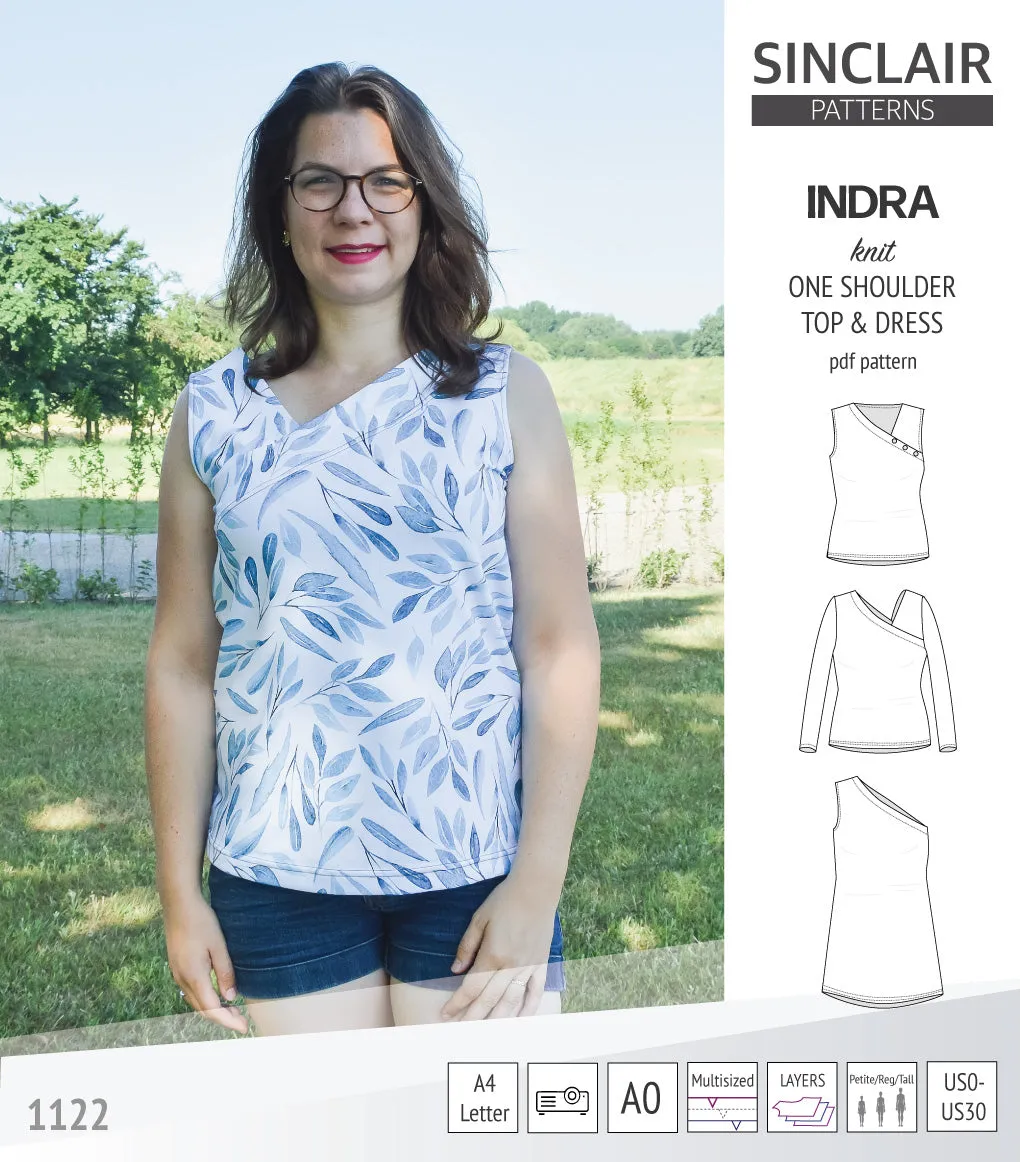 Indra one shoulder knit top (PDF)