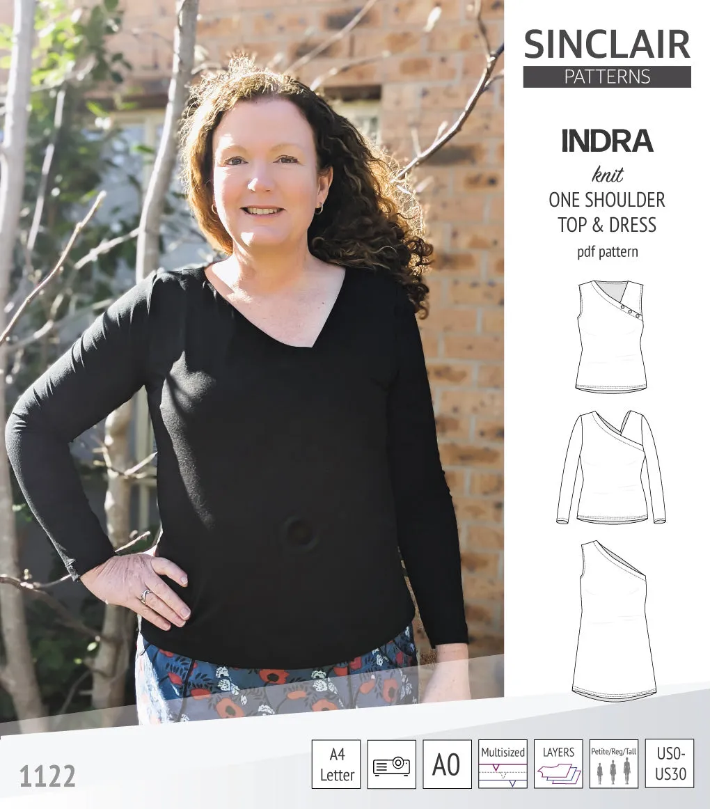Indra one shoulder knit top (PDF)