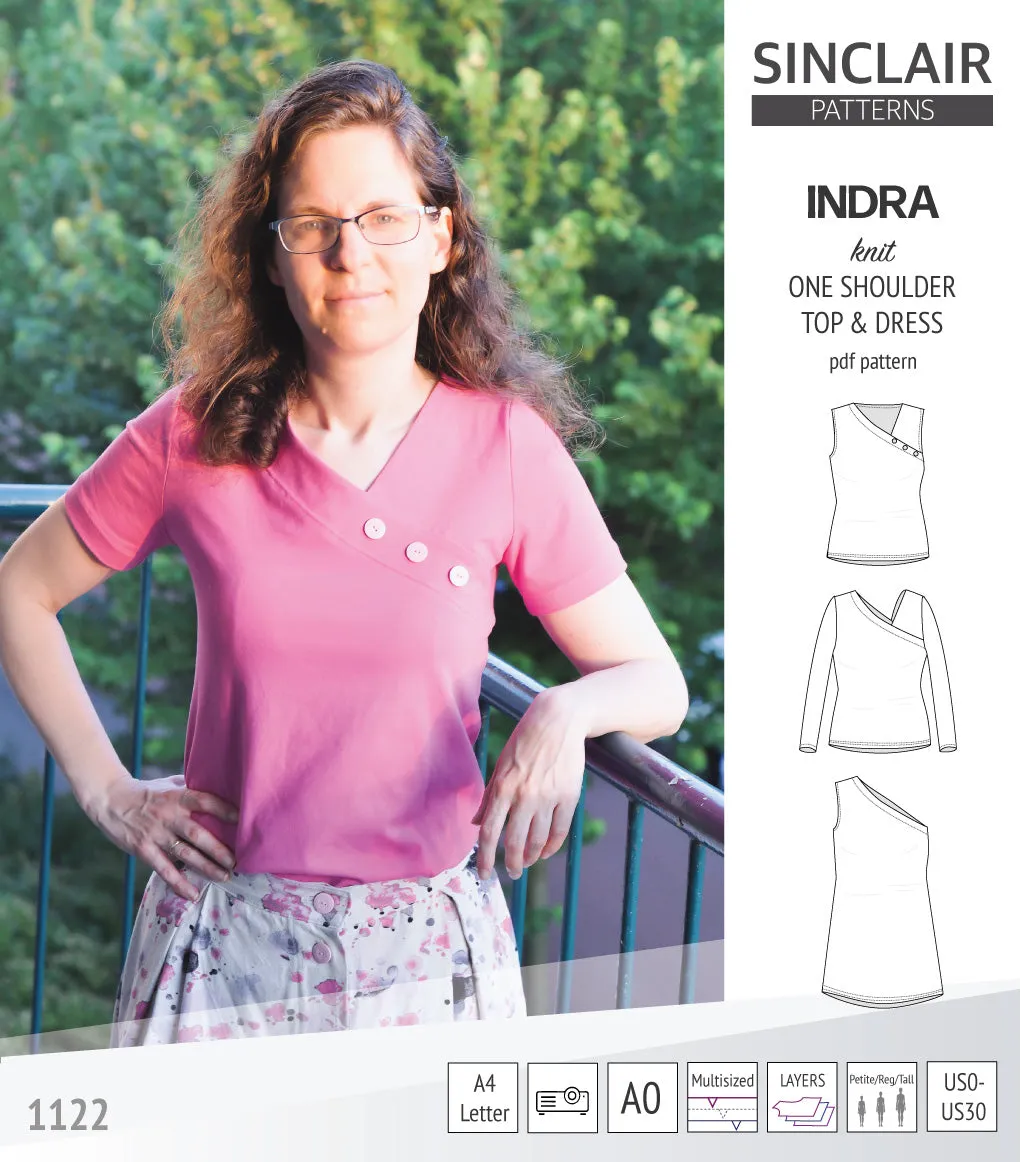 Indra one shoulder knit top (PDF)