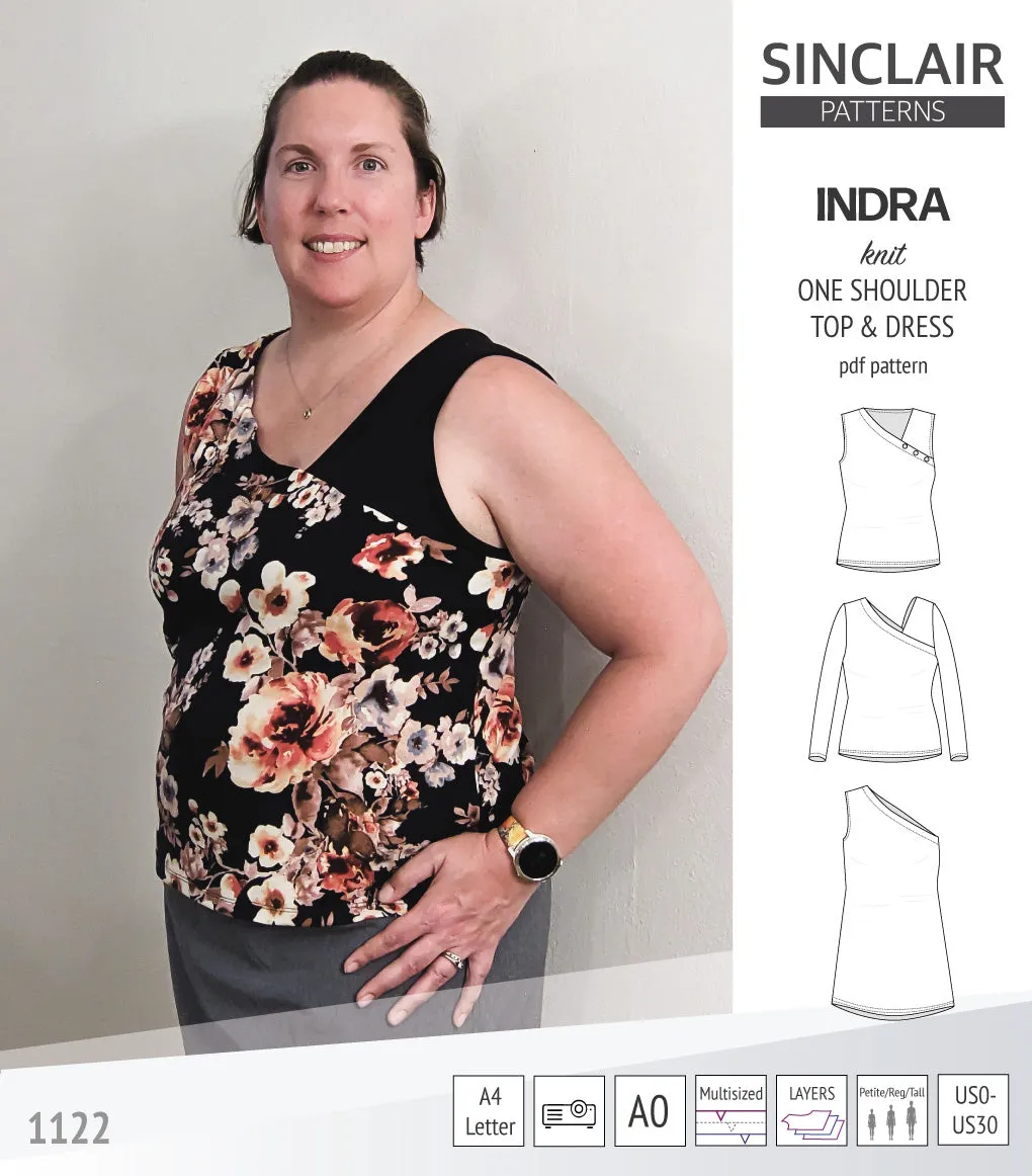 Indra one shoulder knit top (PDF)