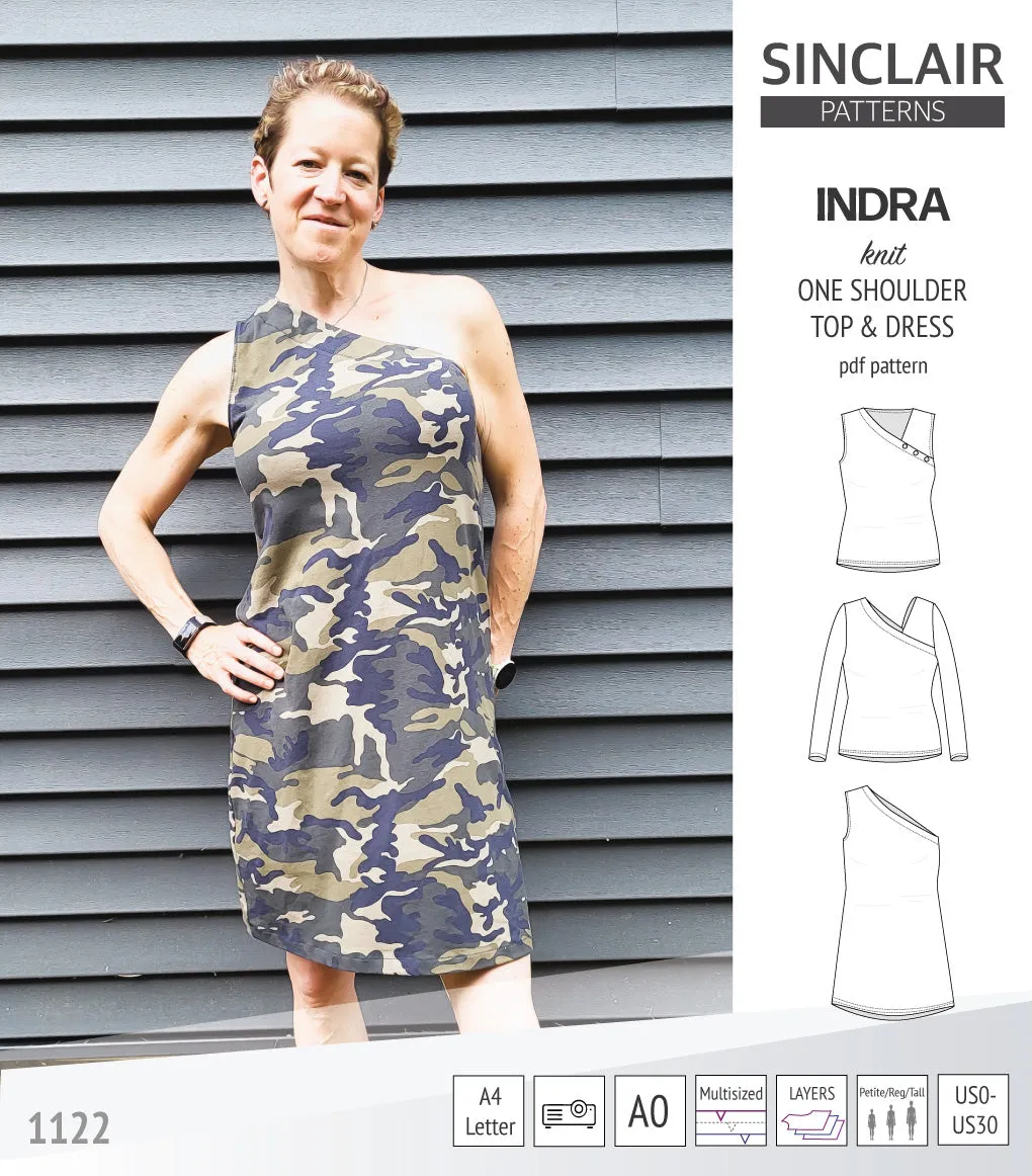 Indra one shoulder knit top (PDF)