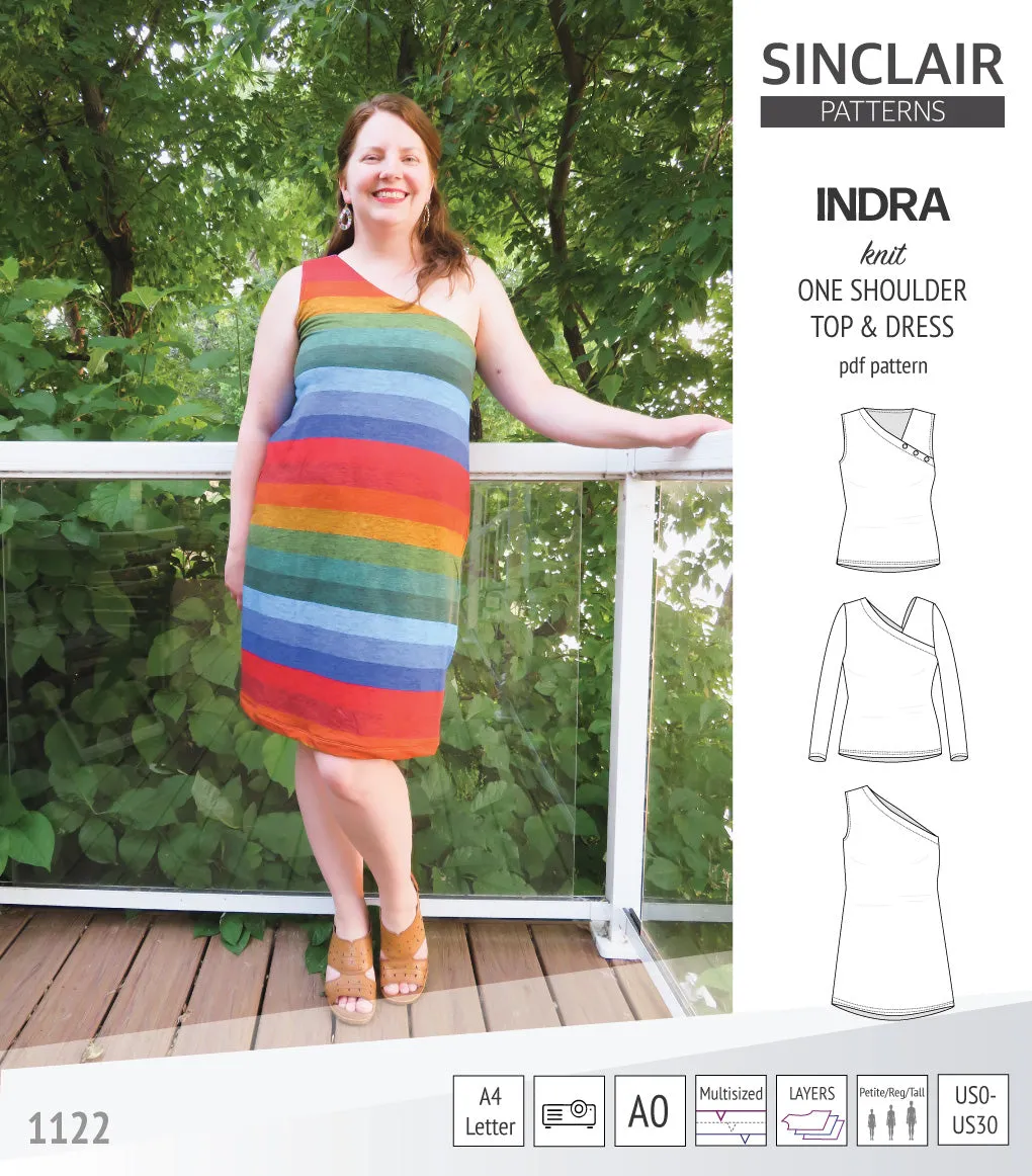 Indra one shoulder knit top (PDF)