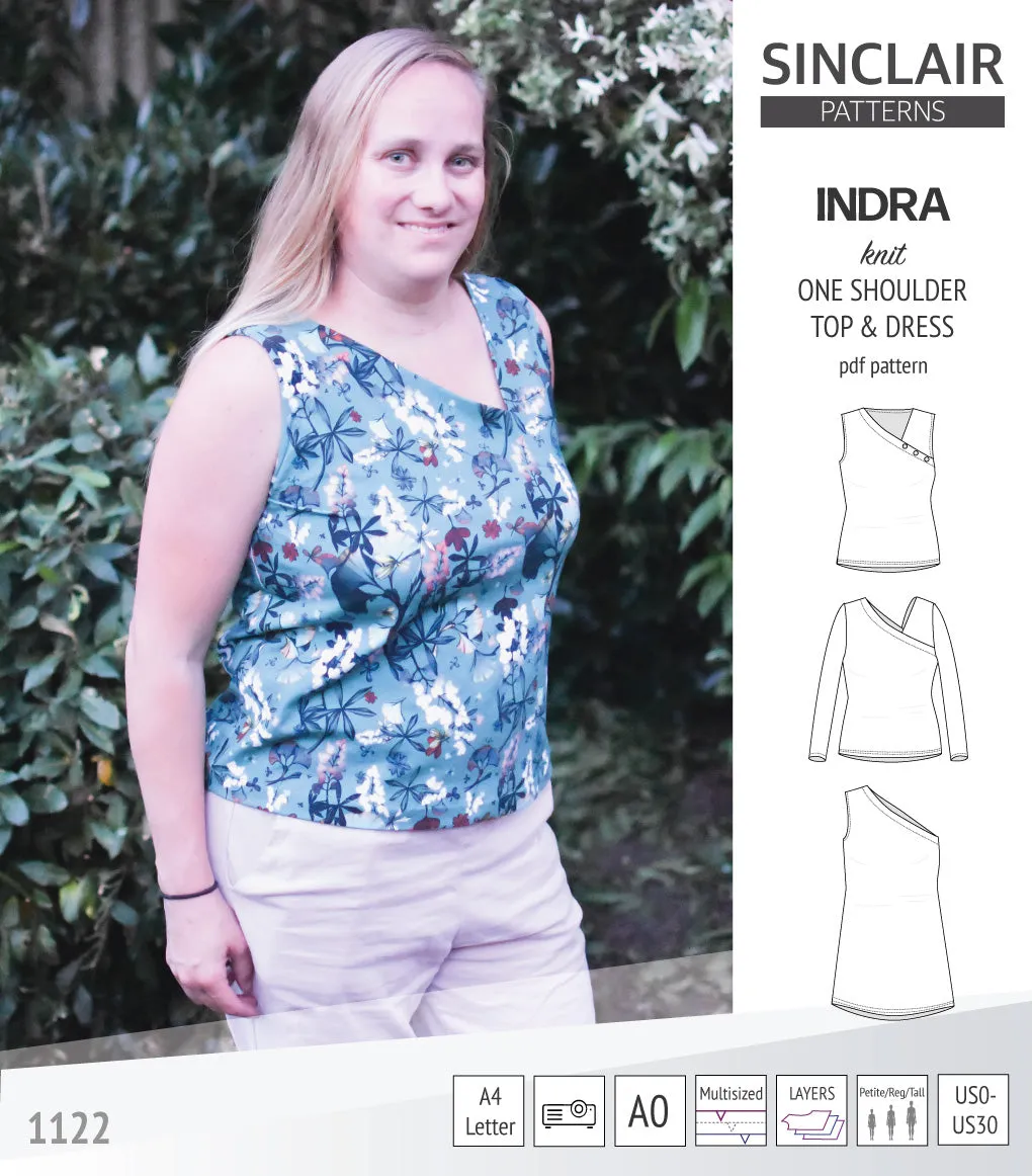 Indra one shoulder knit top (PDF)