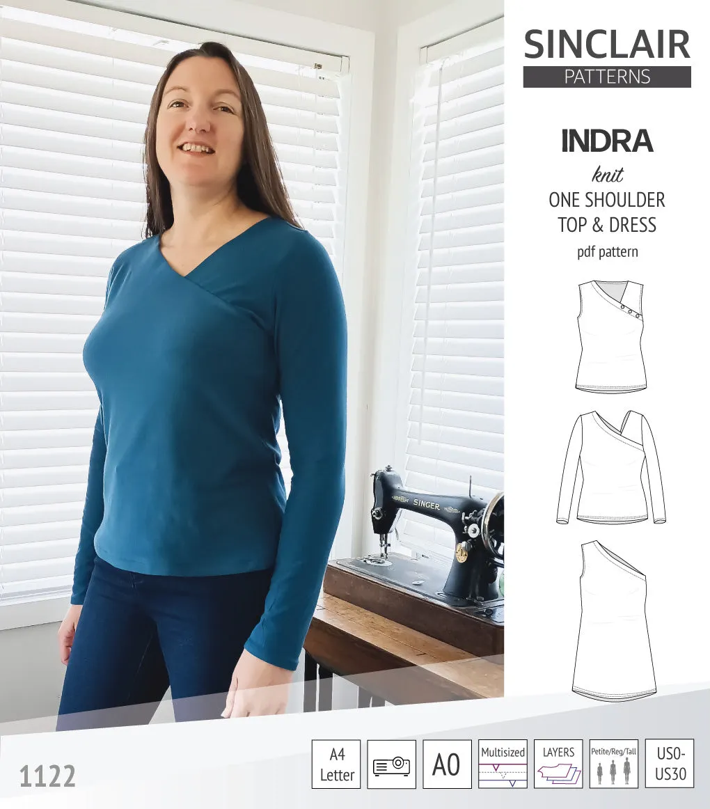 Indra one shoulder knit top (PDF)