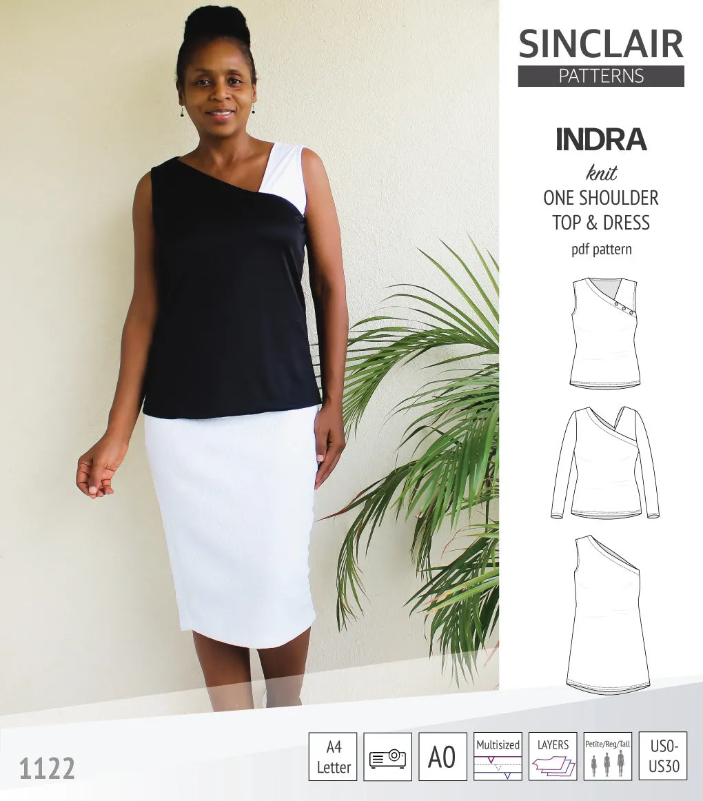 Indra one shoulder knit top (PDF)