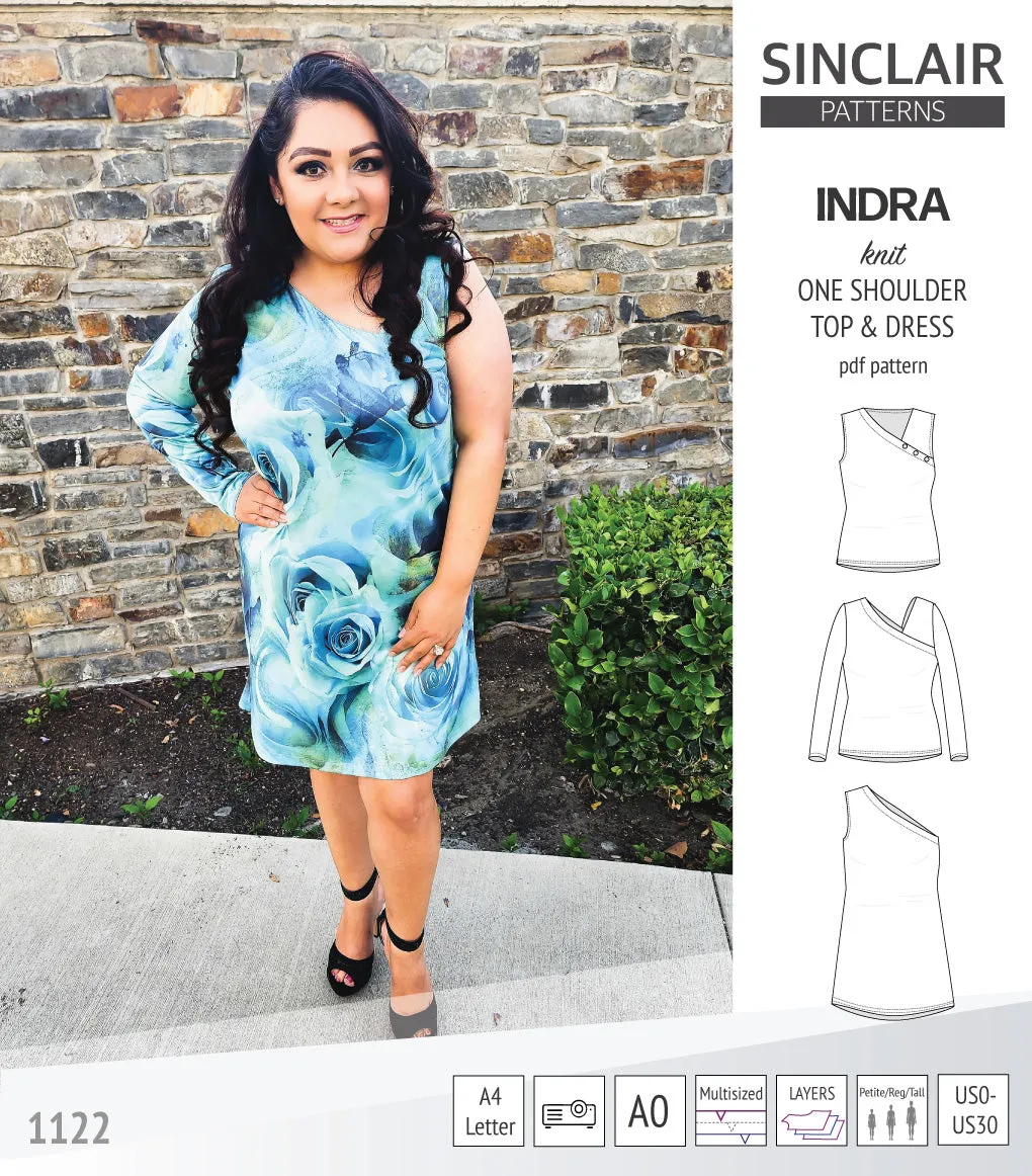 Indra one shoulder knit top (PDF)