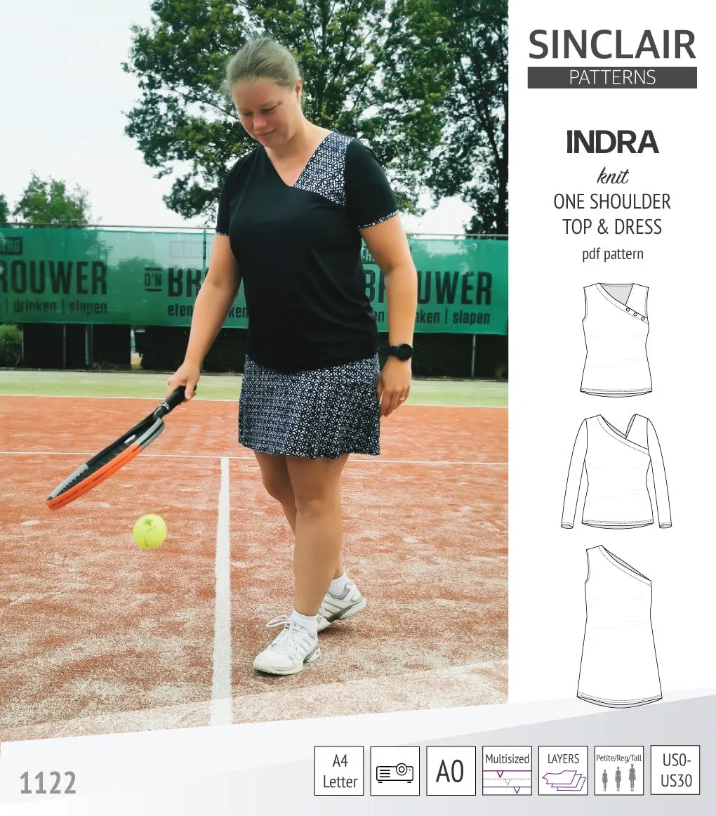 Indra one shoulder knit top (PDF)