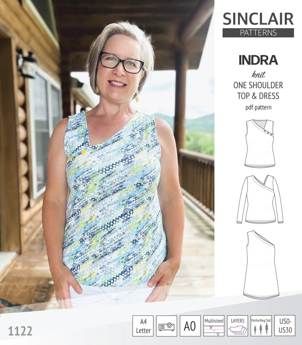 Indra one shoulder knit top (PDF)