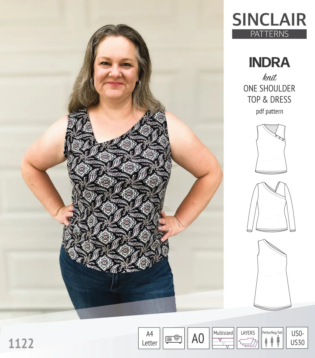 Indra one shoulder knit top (PDF)