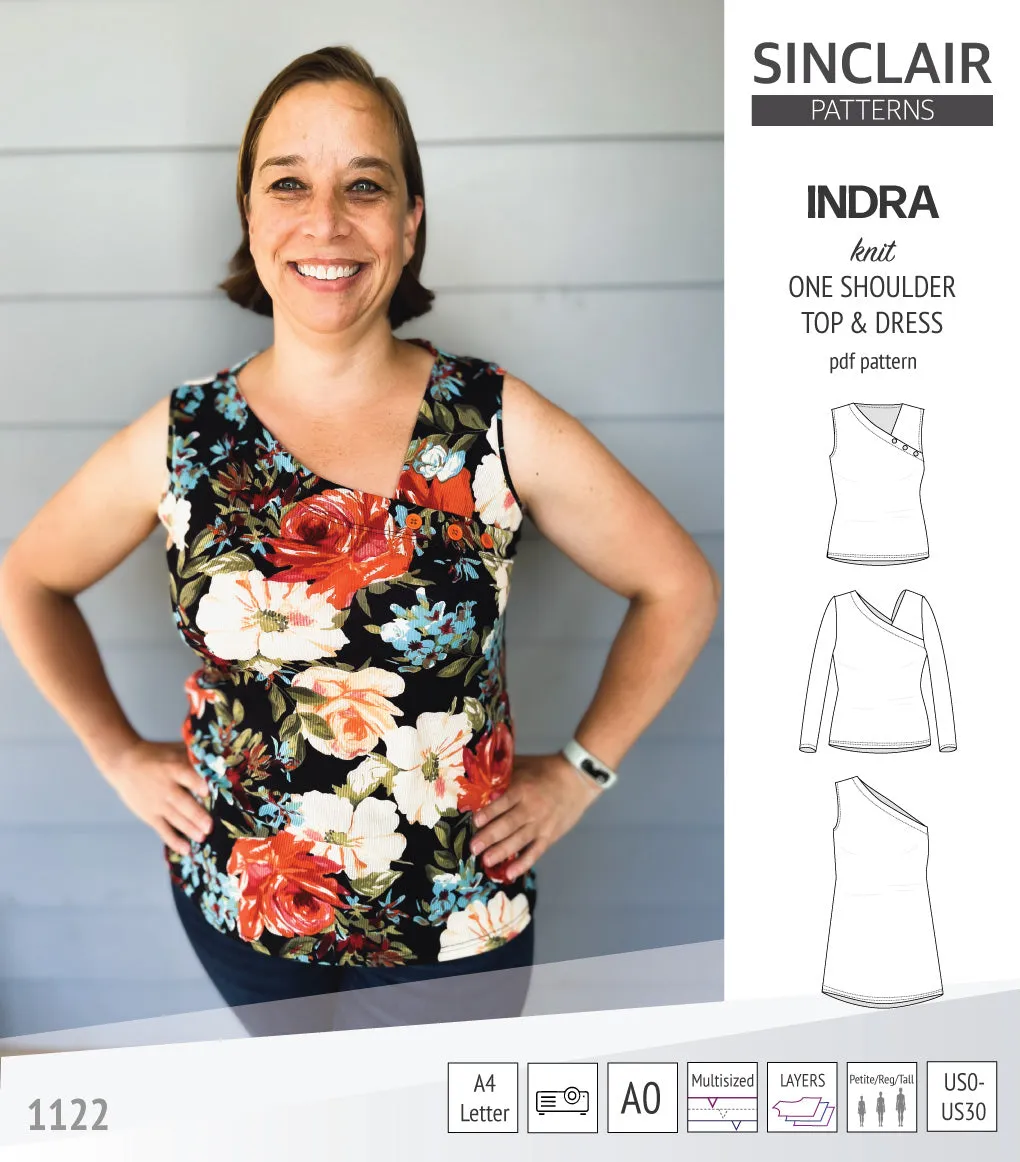 Indra one shoulder knit top (PDF)