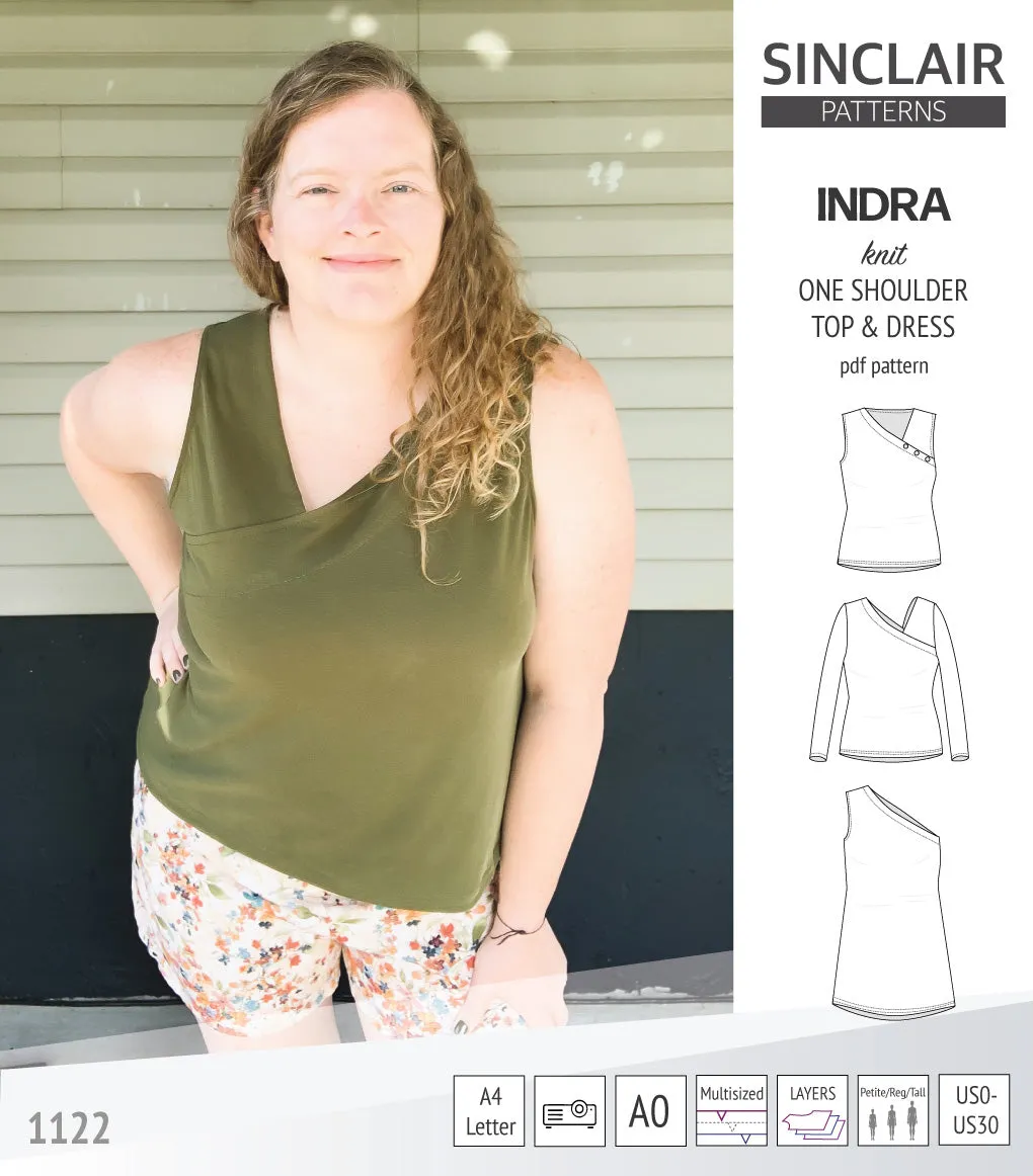 Indra one shoulder knit top (PDF)