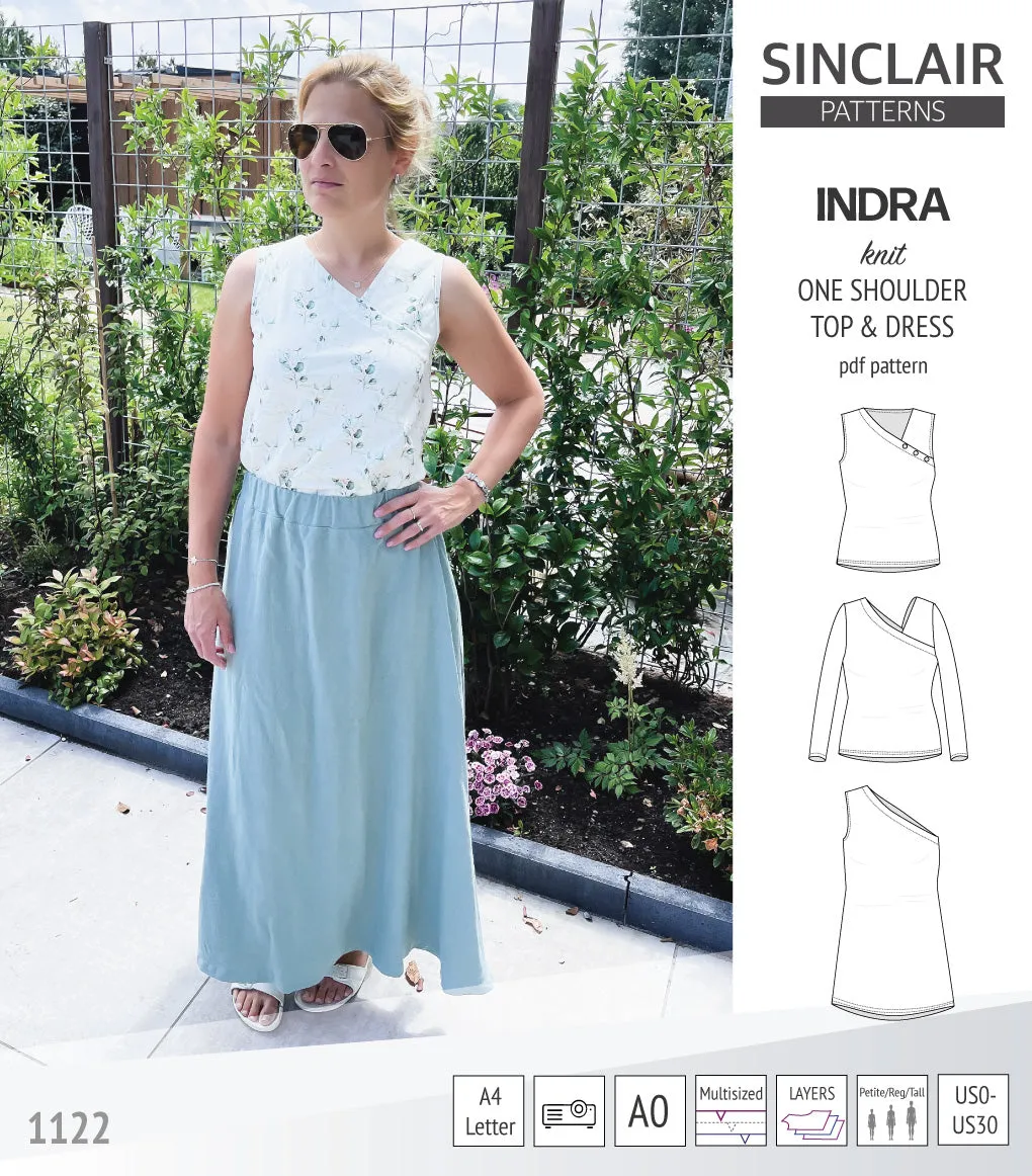 Indra one shoulder knit top (PDF)