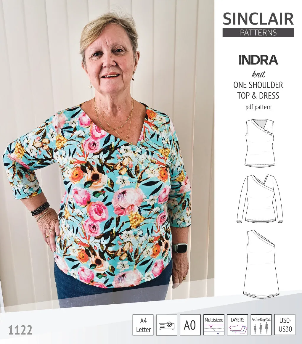 Indra one shoulder knit top (PDF)