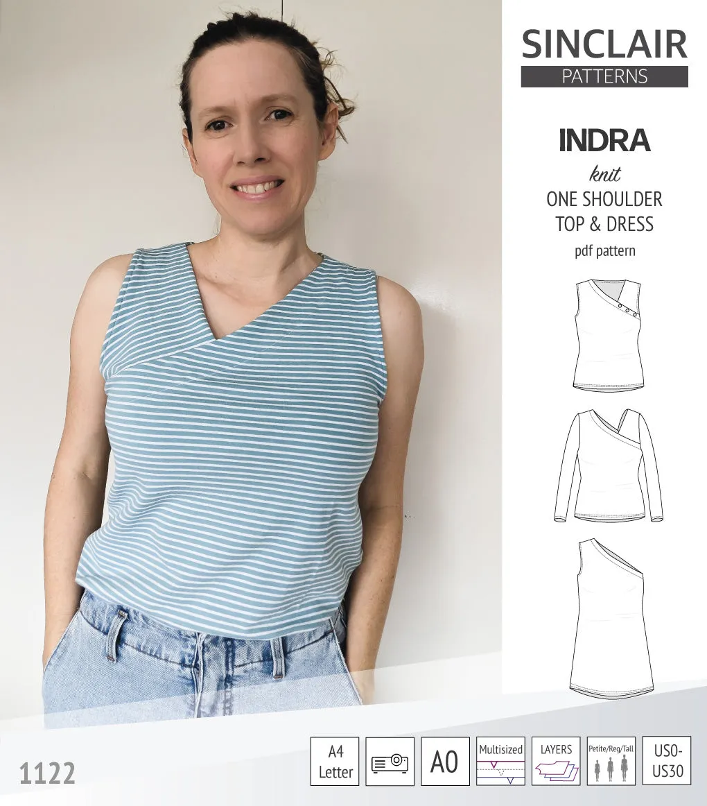 Indra one shoulder knit top (PDF)