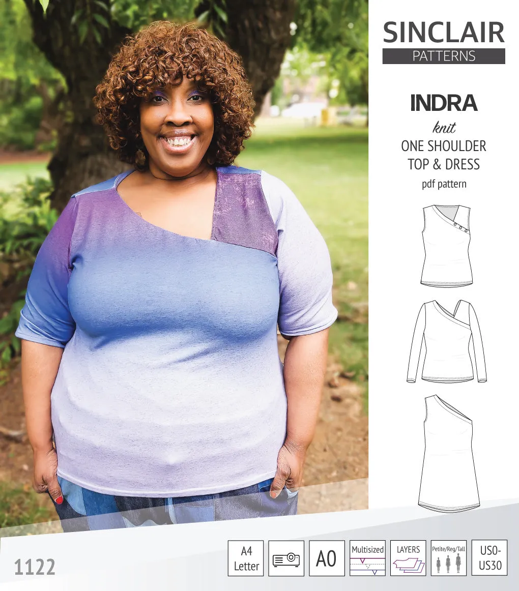 Indra one shoulder knit top (PDF)