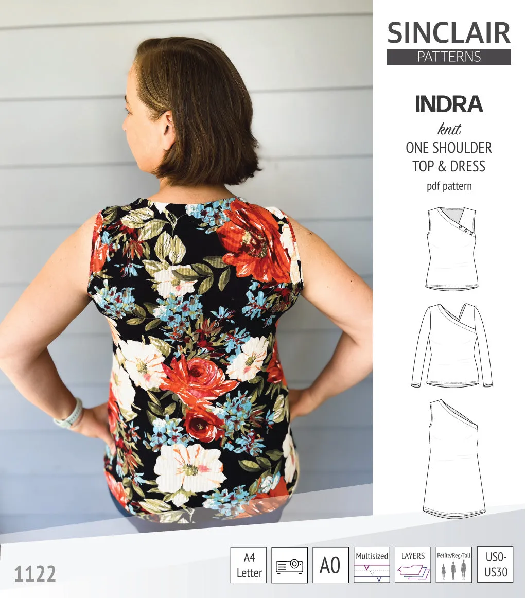 Indra one shoulder knit top (PDF)