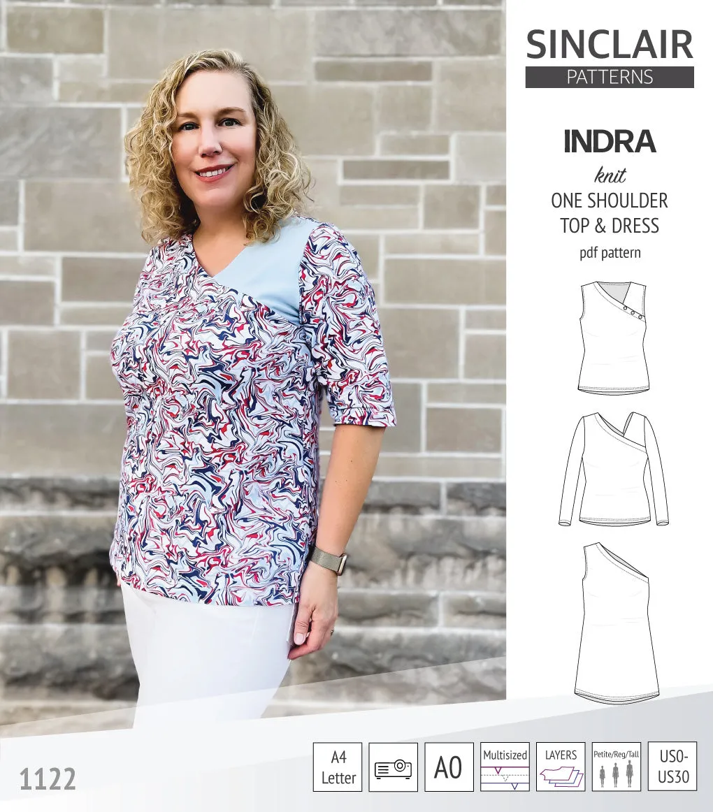 Indra one shoulder knit top (PDF)