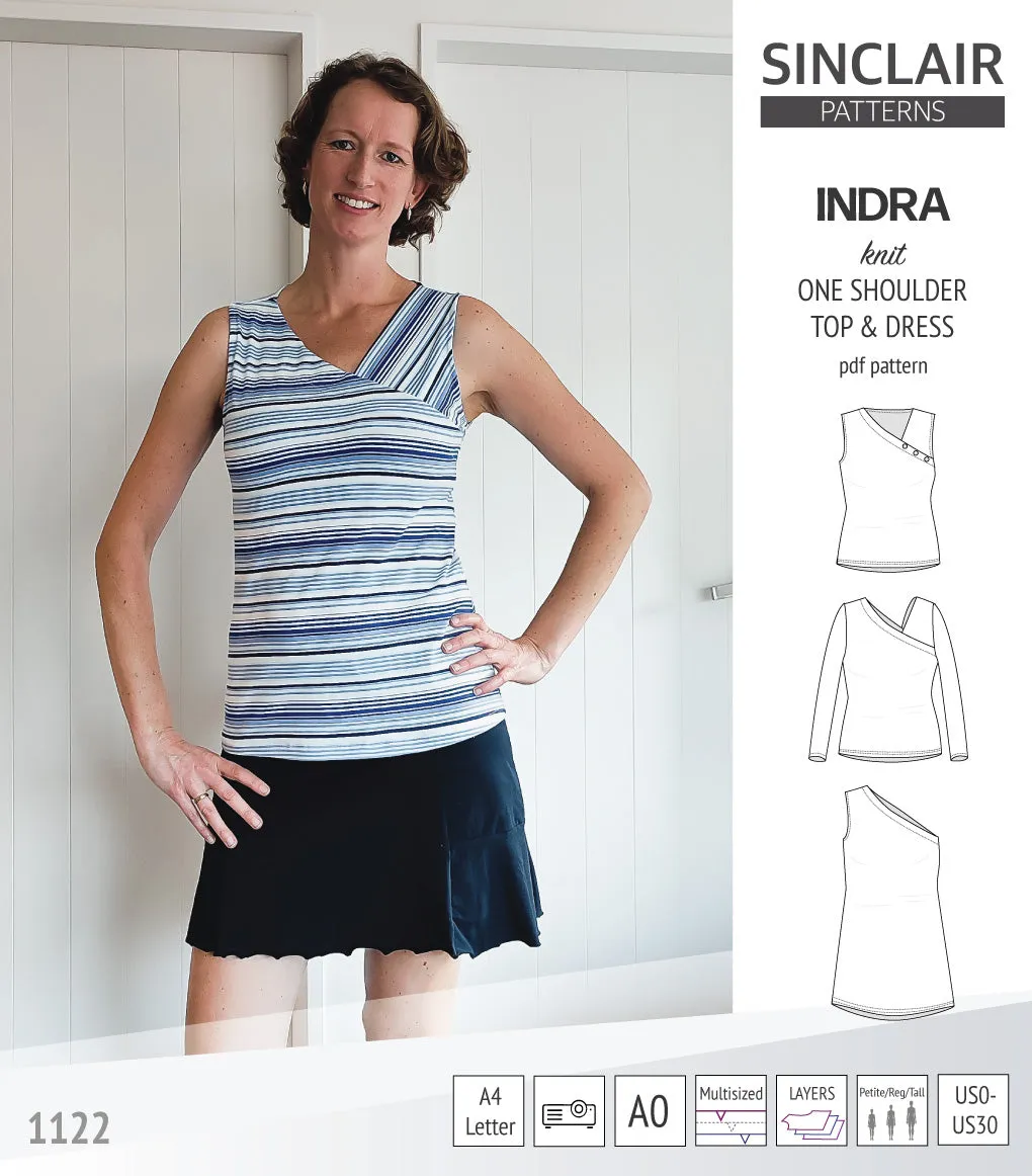 Indra one shoulder knit top (PDF)