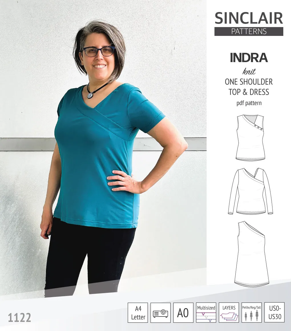 Indra one shoulder knit top (PDF)
