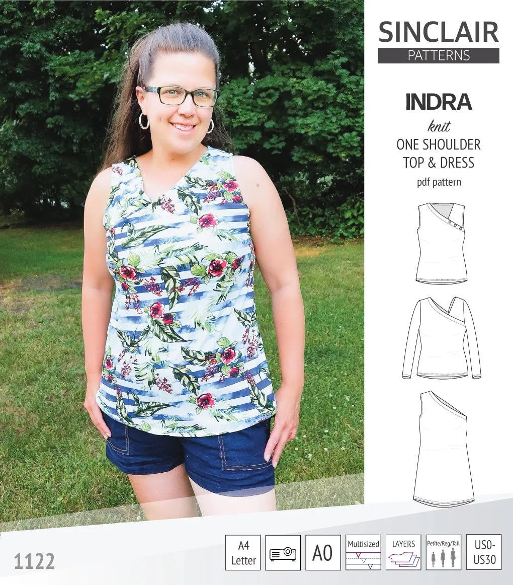 Indra one shoulder knit top (PDF)