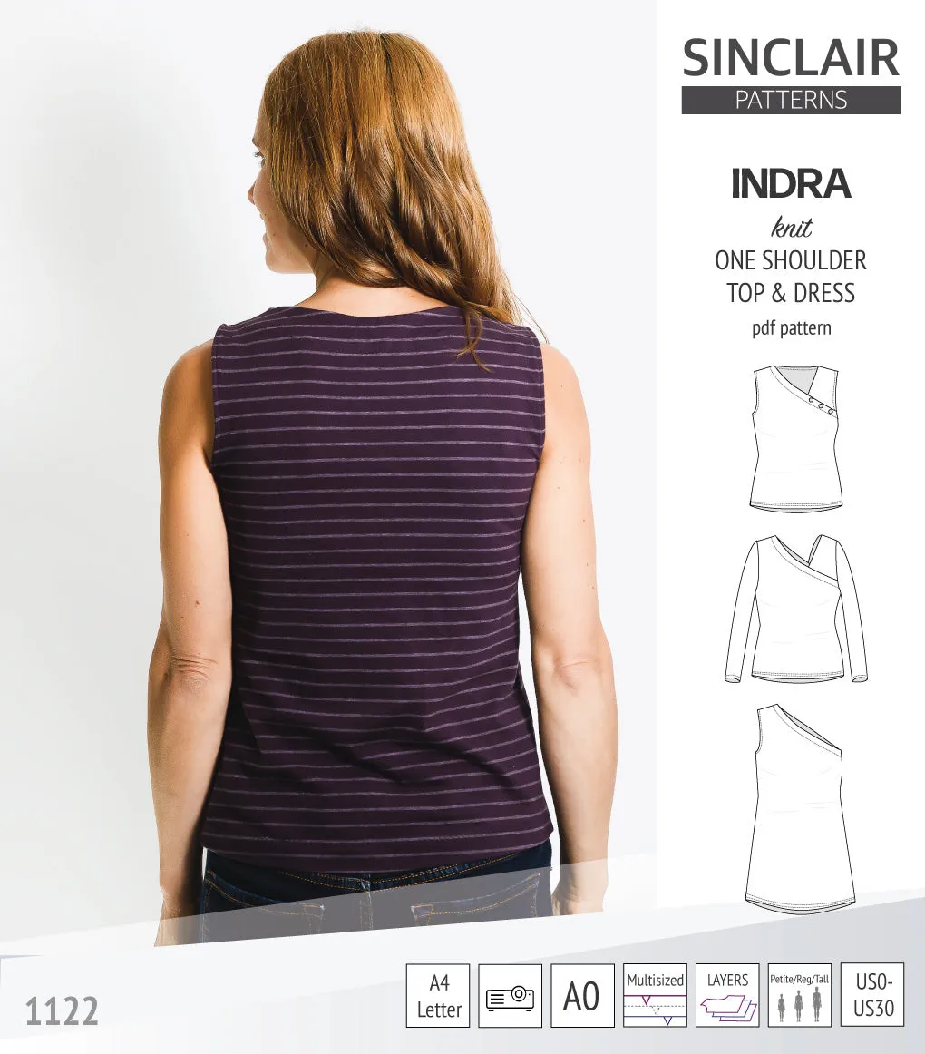 Indra one shoulder knit top (PDF)