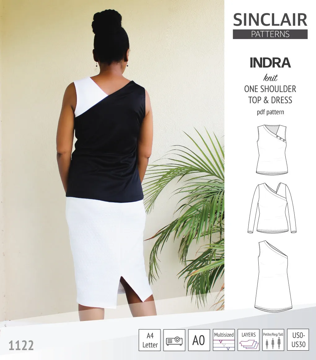 Indra one shoulder knit top (PDF)