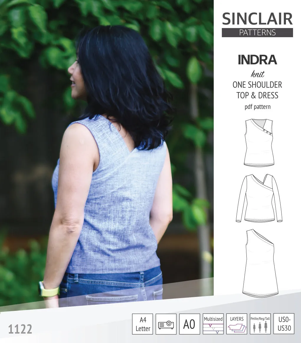 Indra one shoulder knit top (PDF)