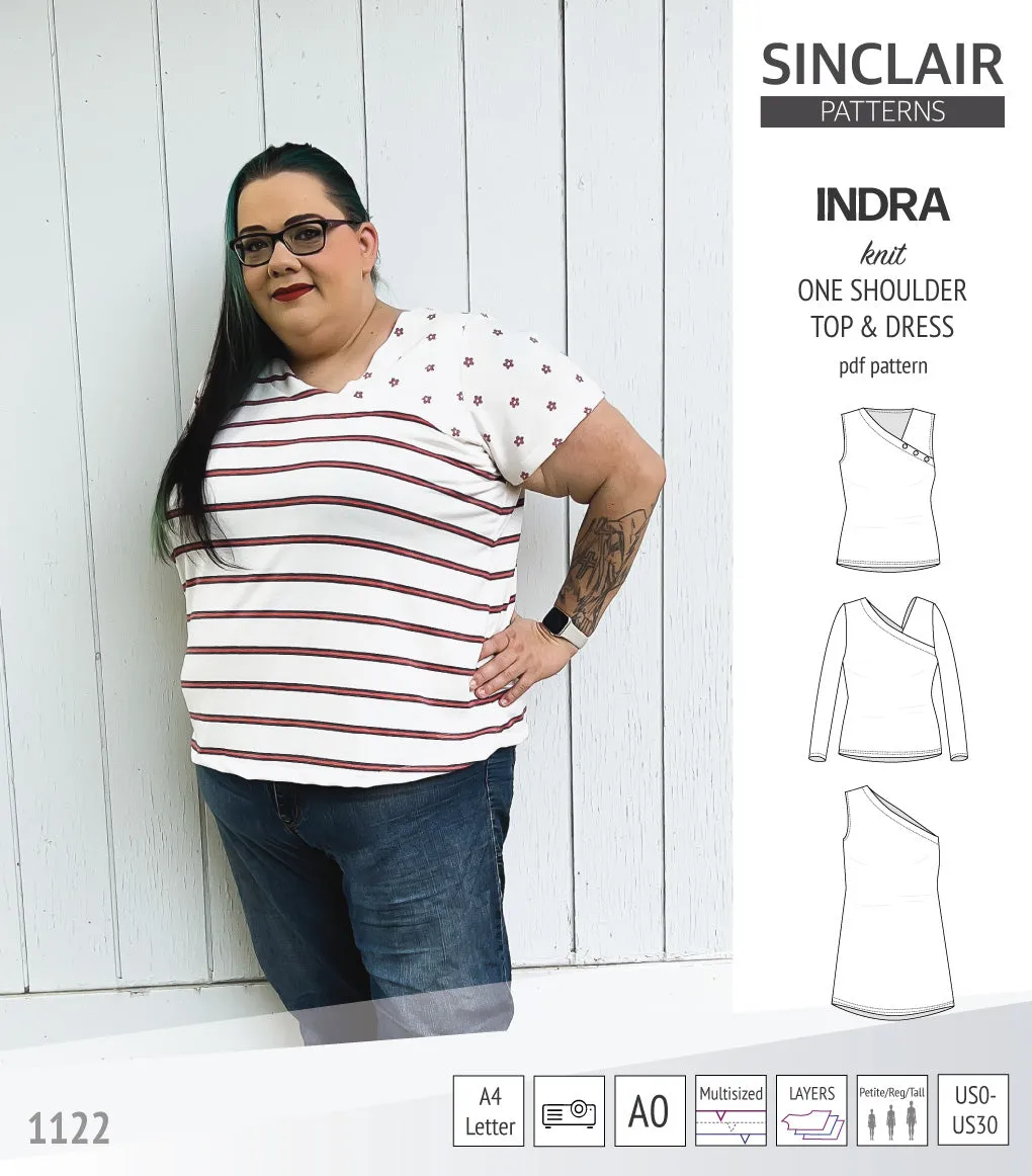 Indra one shoulder knit top (PDF)