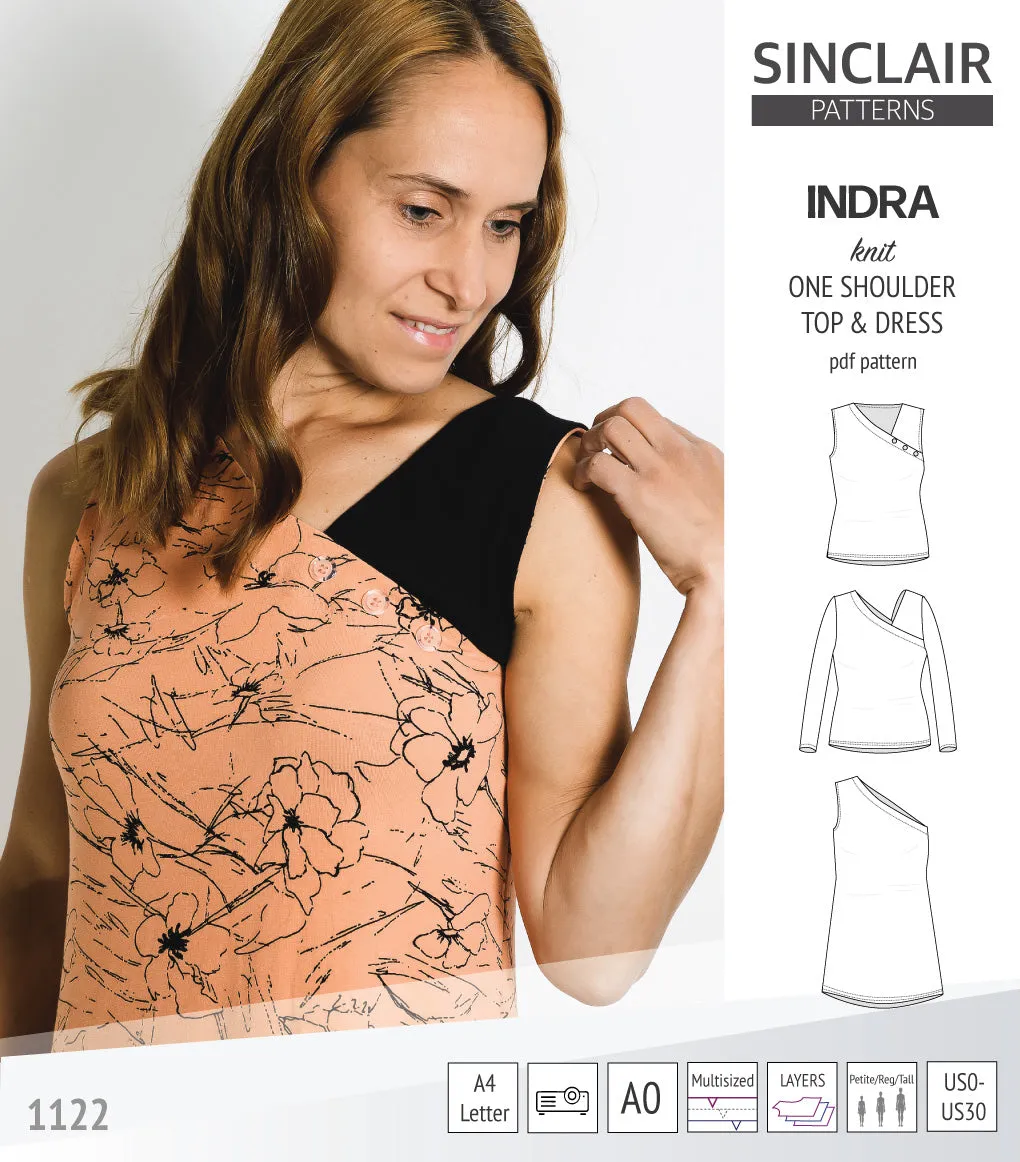 Indra one shoulder knit top (PDF)